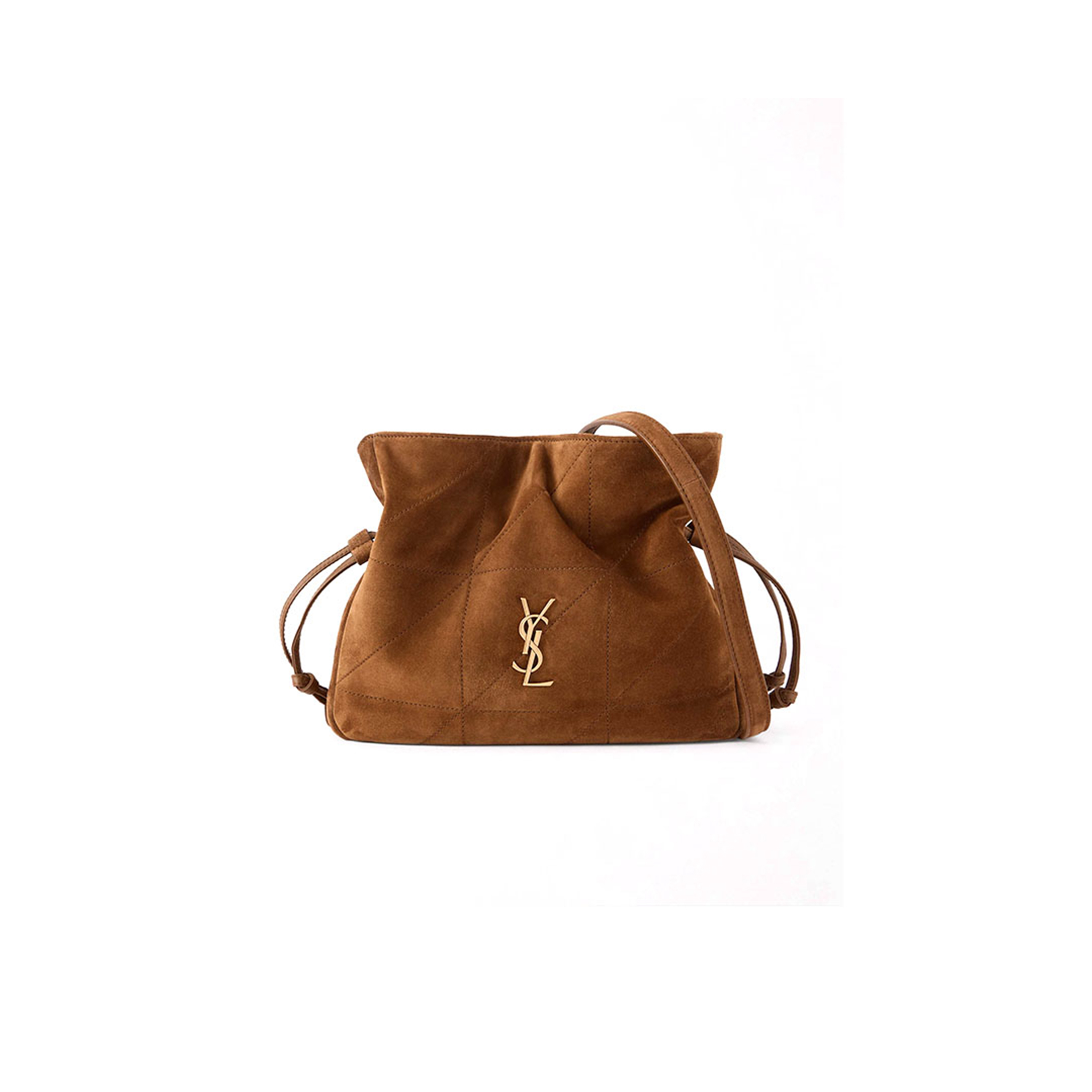 Y51 jamie leather-trimmed quilted suede shoulder bag (31*24*11cm)